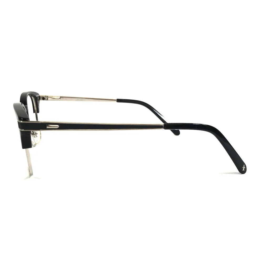 Penguin Eyeglasses Frames THE PRINCETON BK Black Silver Round Full Rim 50-19-140